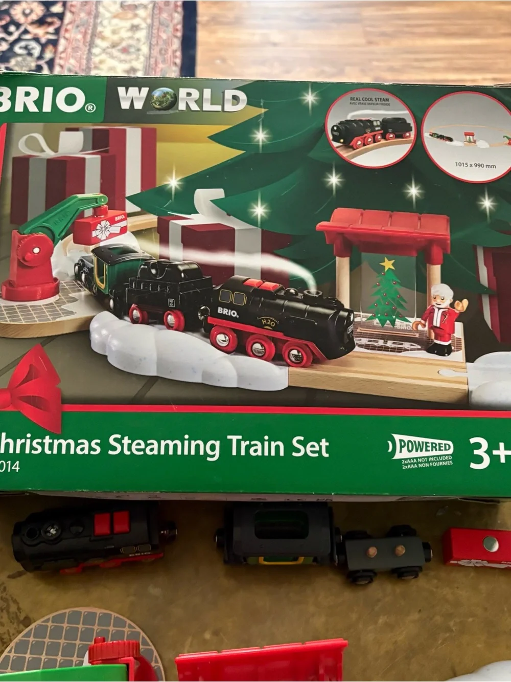 BRIO World 36014 Christmas Steaming Train Set Wood Track Incomplete W/ Box